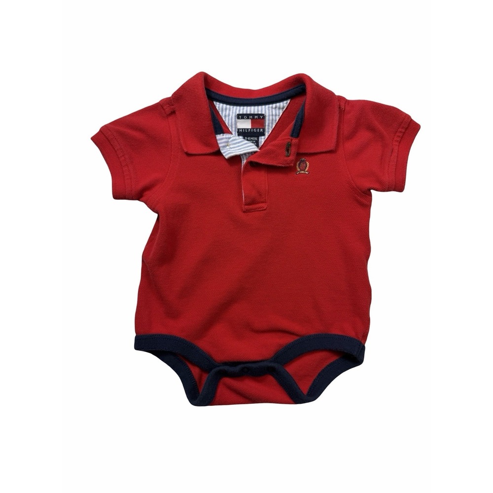 Vintage 2003 Tommy Hilfiger Baby Polo Bodysuit Red 3-6 Months One Piece Cotton